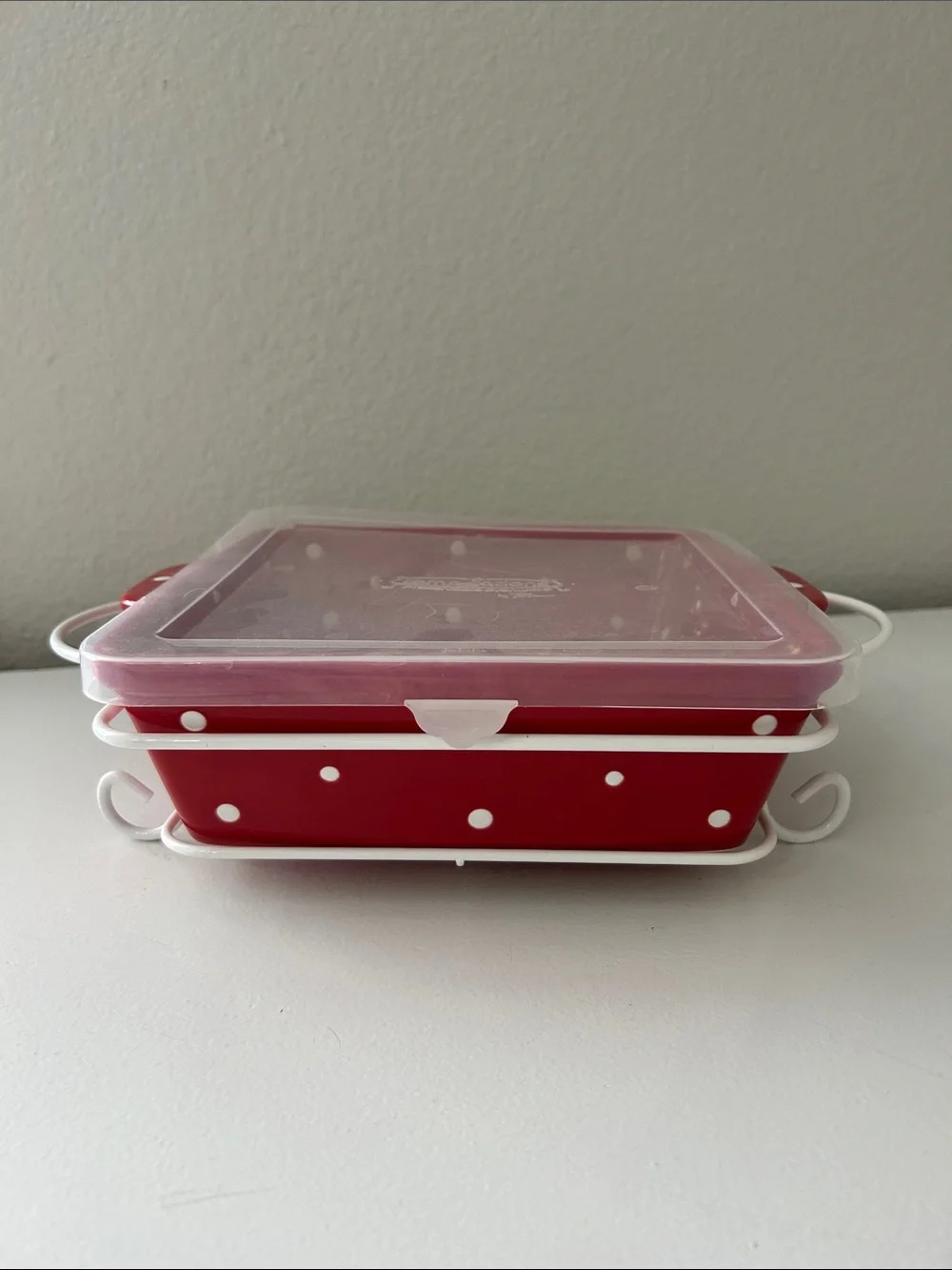 Temp-Tations Red and White Polka Dot Covered Casserole Dish